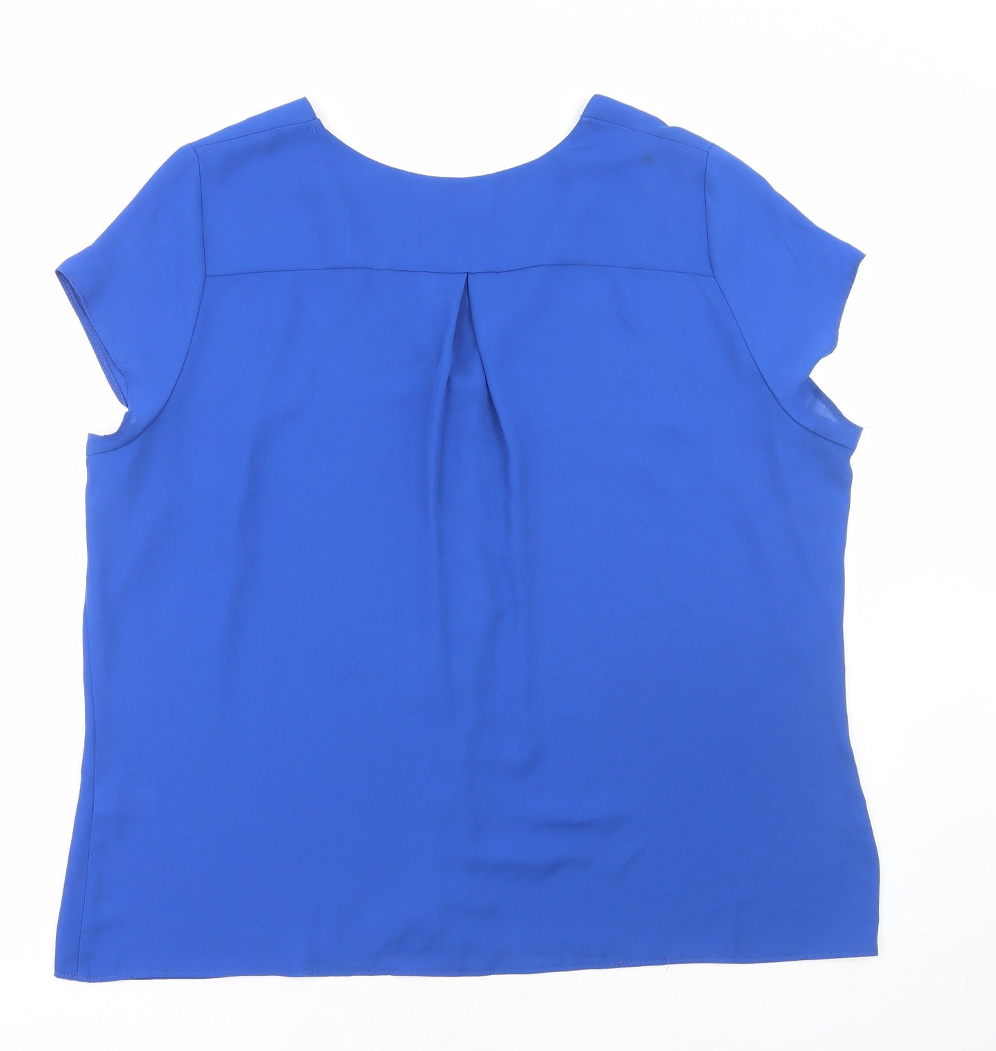 BHS Womens Blue Polyester Basic Blouse Size 20 V-Neck