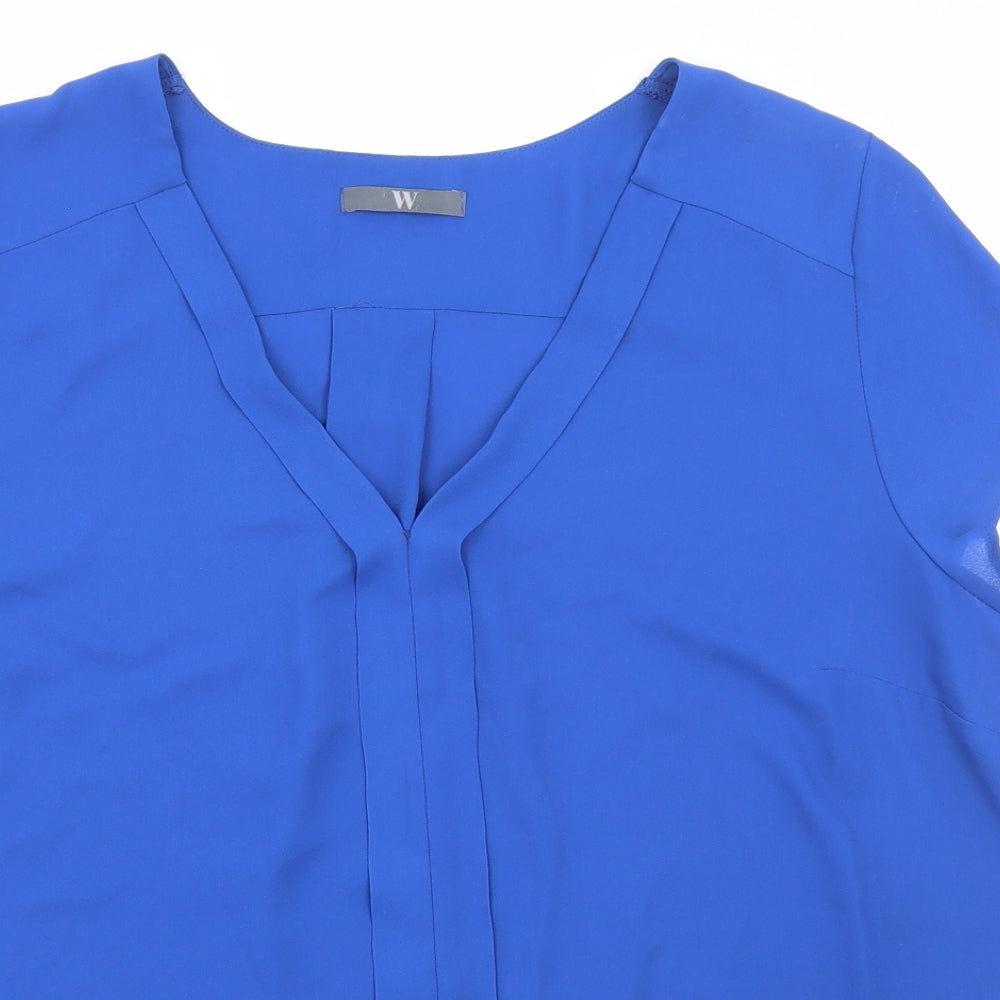 BHS Womens Blue Polyester Basic Blouse Size 20 V-Neck
