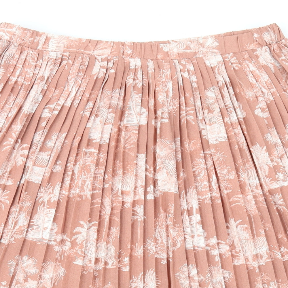 George Womens Pink Geometric Polyester Pleated Skirt Size 18 - Animal print