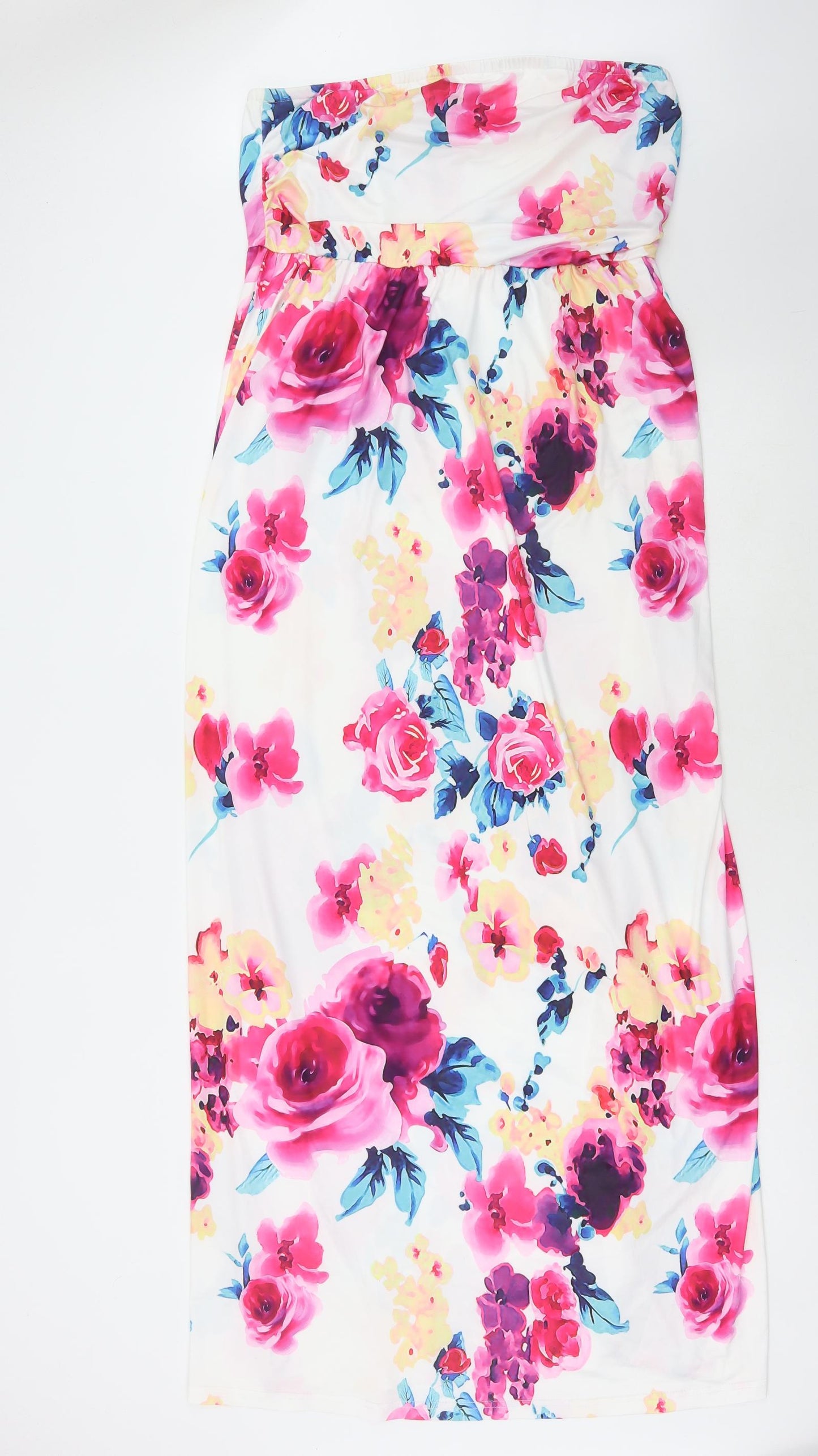 Ruiyige Womens White Floral Polyester Maxi Size 2XL Off the Shoulder