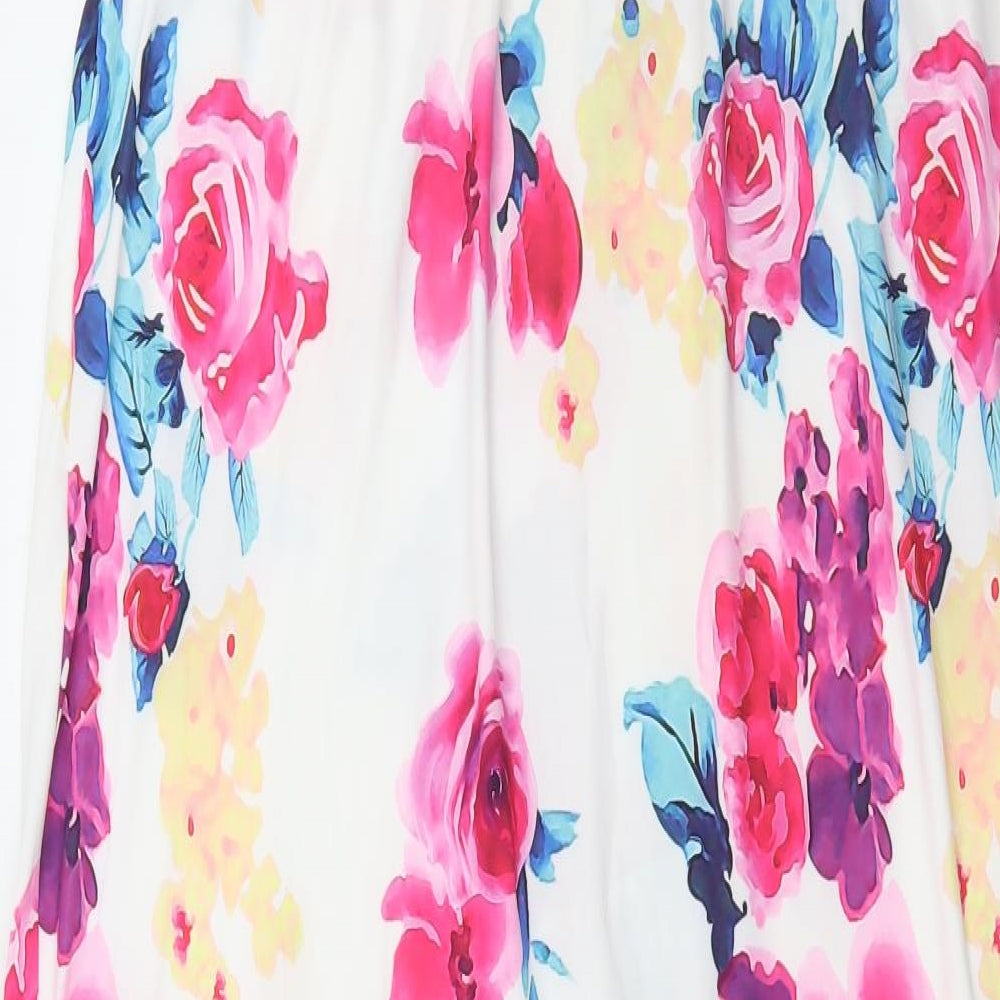 Ruiyige Womens White Floral Polyester Maxi Size 2XL Off the Shoulder