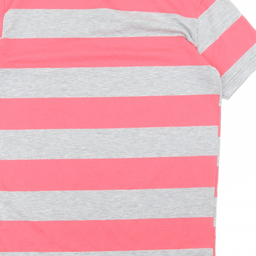 F-Star Mens Grey Striped Polyester T-Shirt Size 2XL V-Neck