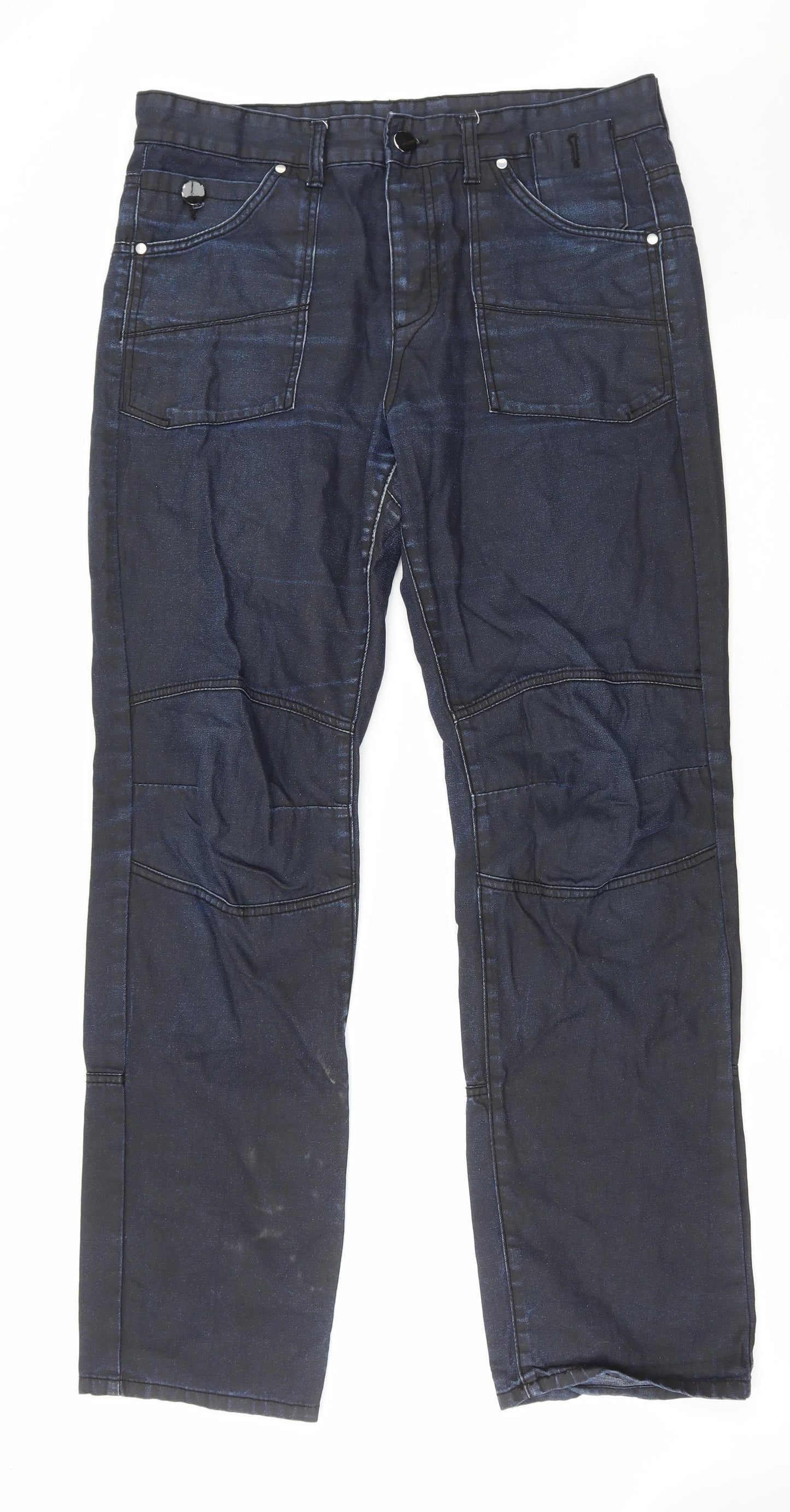 Denim & Co. Mens Blue Cotton Straight Jeans Size 34 in L32 in Regular