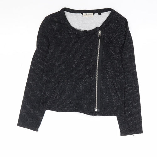 NEXT Girls Black Cotton Full Zip Sweatshirt Size 8 Years Zip