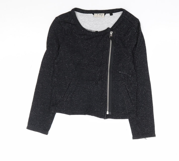 NEXT Girls Black Cotton Full Zip Sweatshirt Size 8 Years Zip