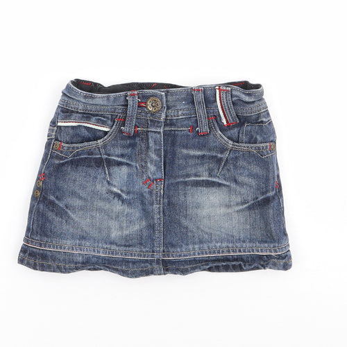 NEXT Girls Blue 100% Cotton Mini Skirt Size 5 Years Regular Button