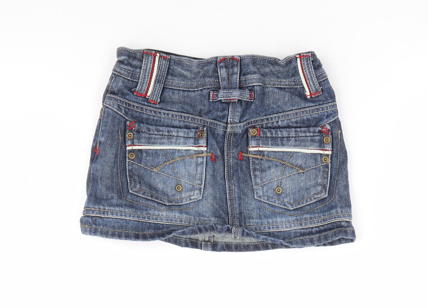 NEXT Girls Blue 100% Cotton Mini Skirt Size 5 Years Regular Button