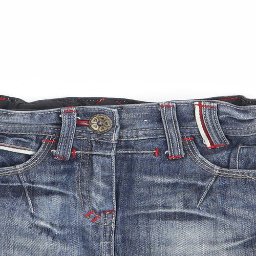 NEXT Girls Blue 100% Cotton Mini Skirt Size 5 Years Regular Button