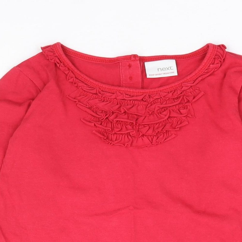 NEXT Girls Red Cotton Jersey T-Shirt Size 6 Years Round Neck Pullover