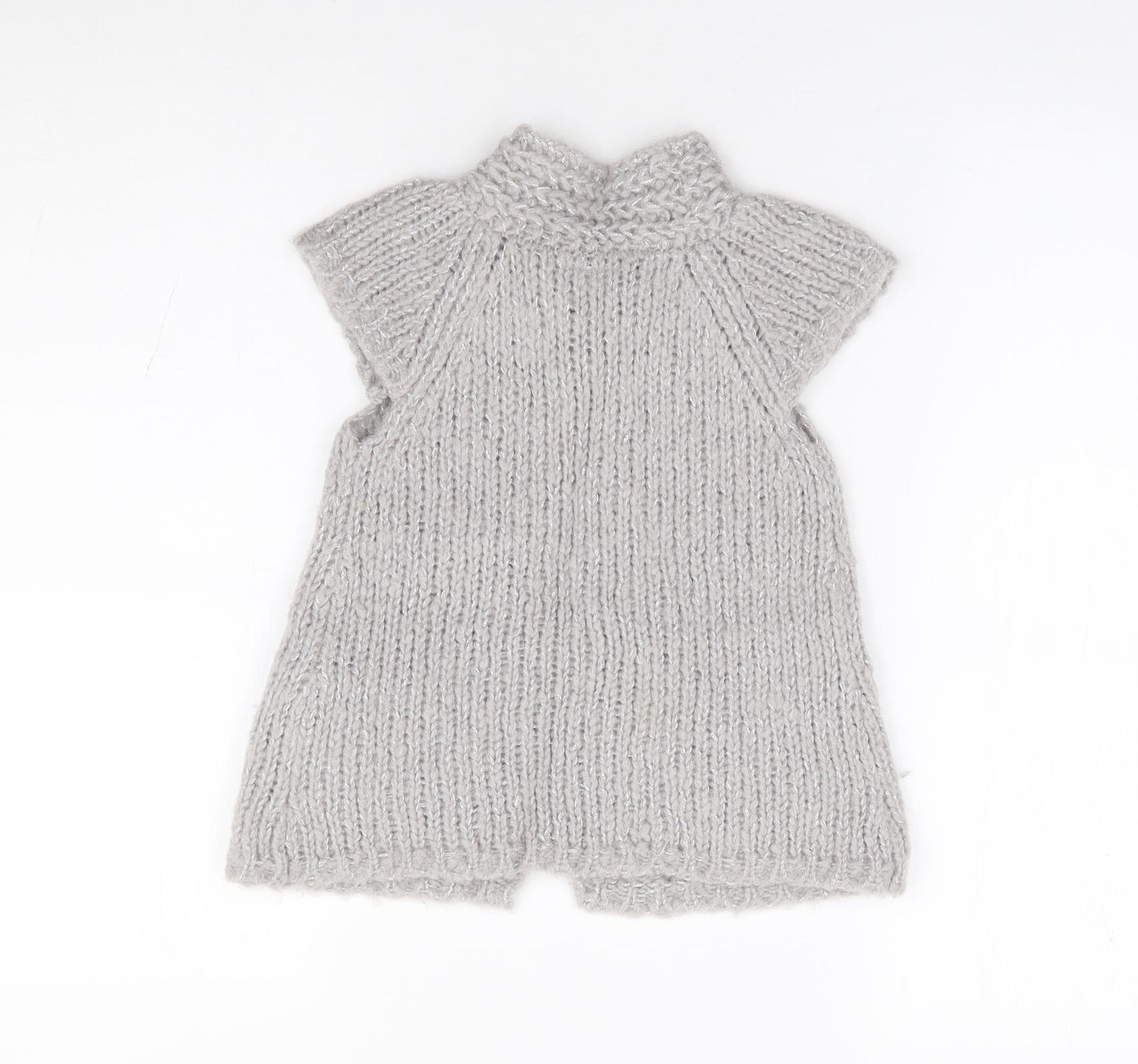 NEXT Girls Grey Crew Neck Acrylic Cardigan Jumper Size 5-6 Years Button