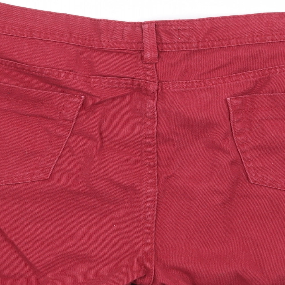 Peacocks Womens Red Cotton Mom Shorts Size 14 L4 in Regular Zip