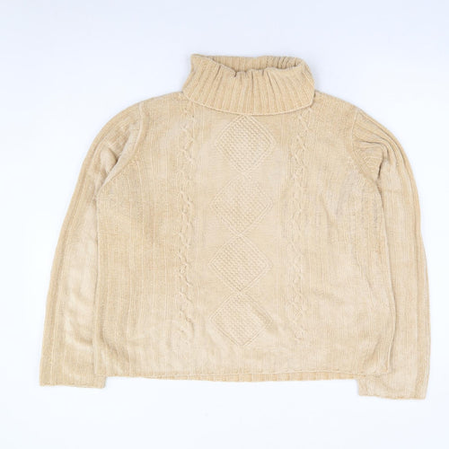 Preworn Womens Beige Roll Neck Acrylic Pullover Jumper Size 12