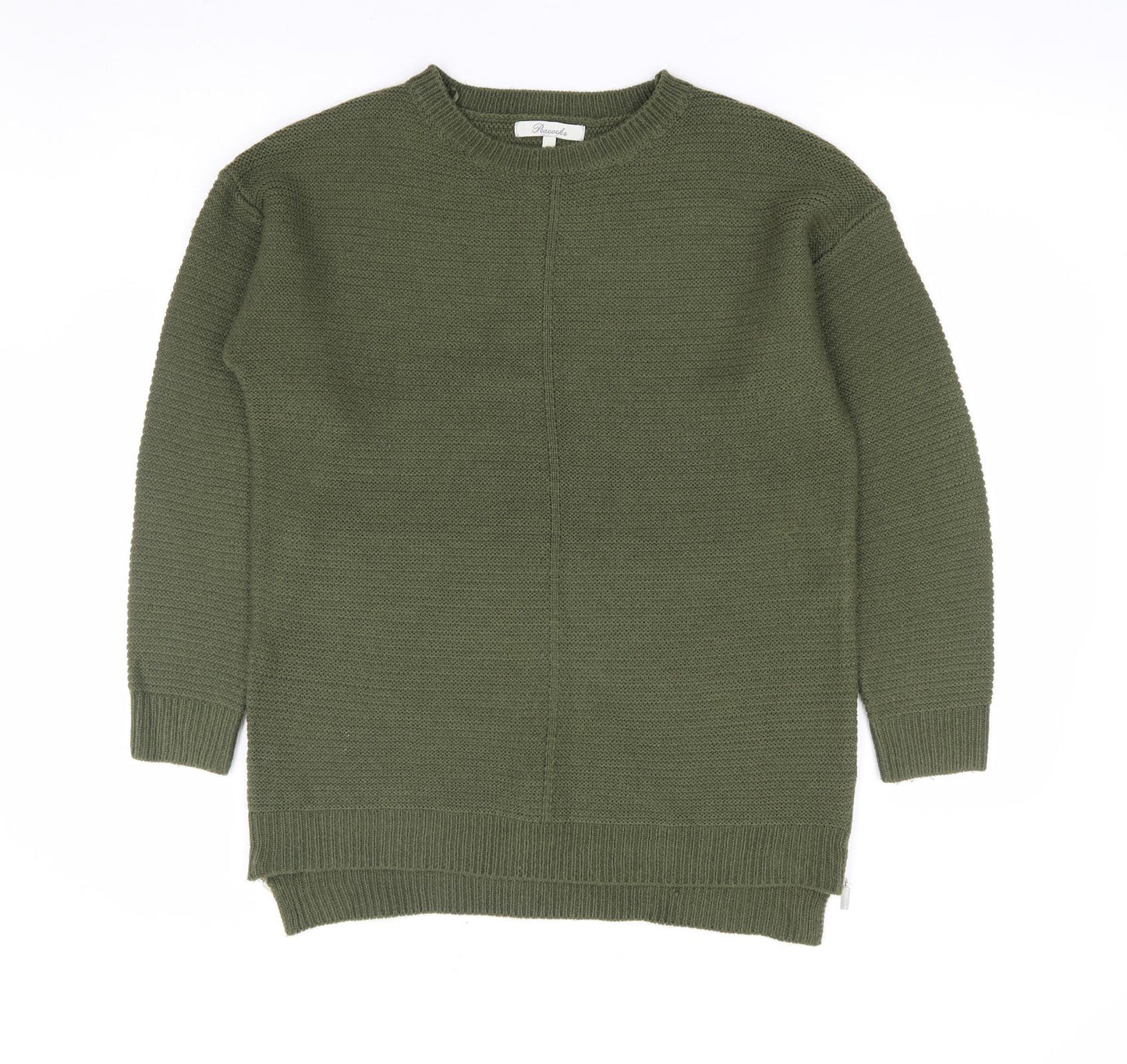 Peacocks Womens Green Round Neck Acrylic Tunic Jumper Size M