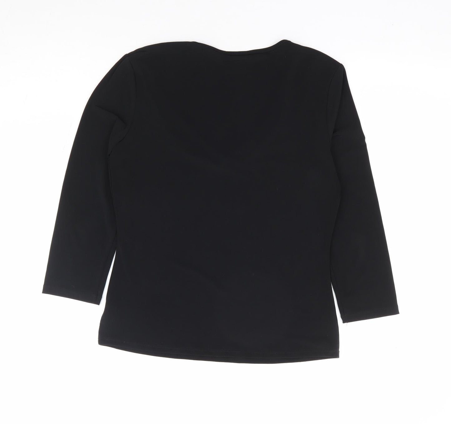NEXT Womens Black Polyester Jersey T-Shirt Size 12 V-Neck