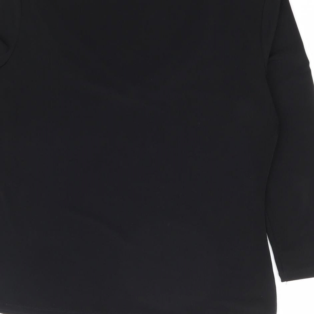 NEXT Womens Black Polyester Jersey T-Shirt Size 12 V-Neck