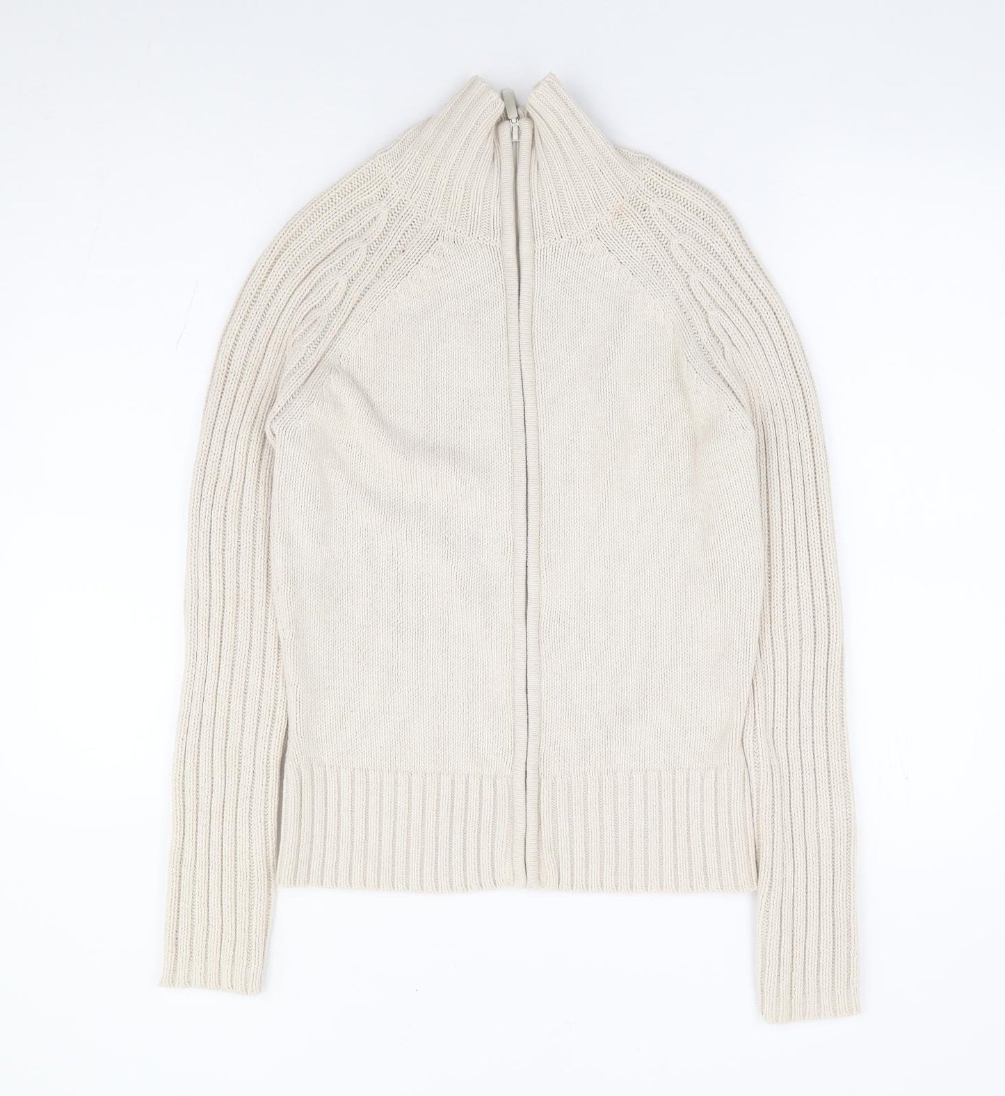 Cherokee Womens Beige High Neck Cotton Full Zip Jumper Size 10