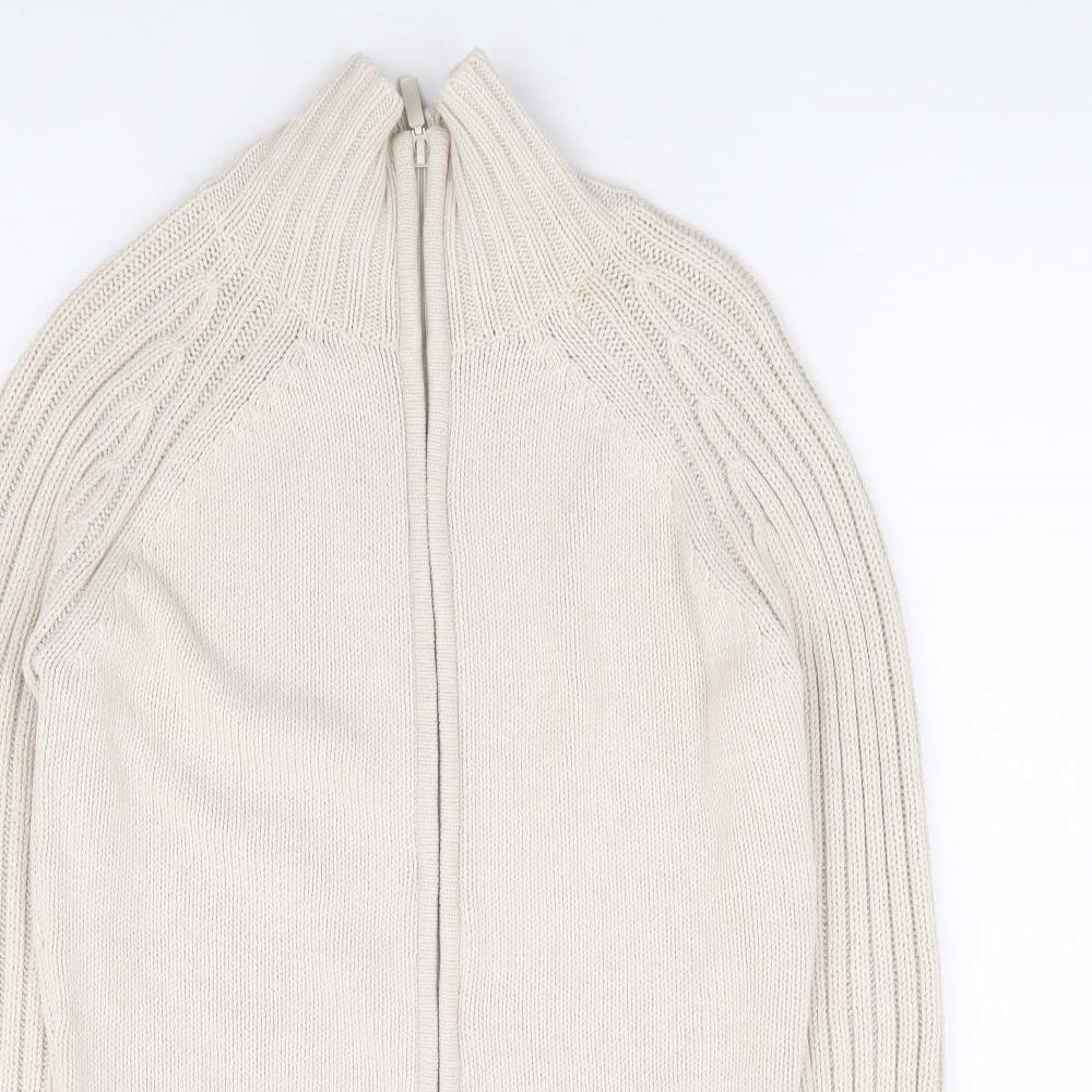 Cherokee Womens Beige High Neck Cotton Full Zip Jumper Size 10