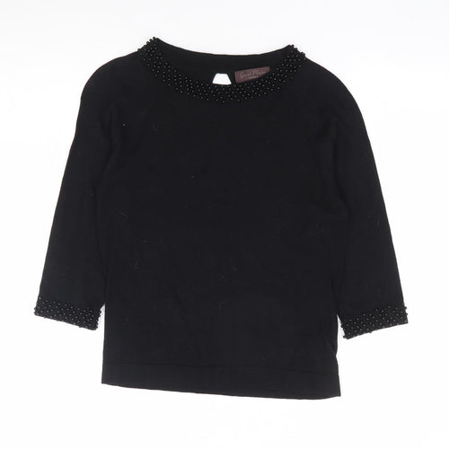 Great Plains London Womens Black Round Neck Cotton Pullover Jumper Size S