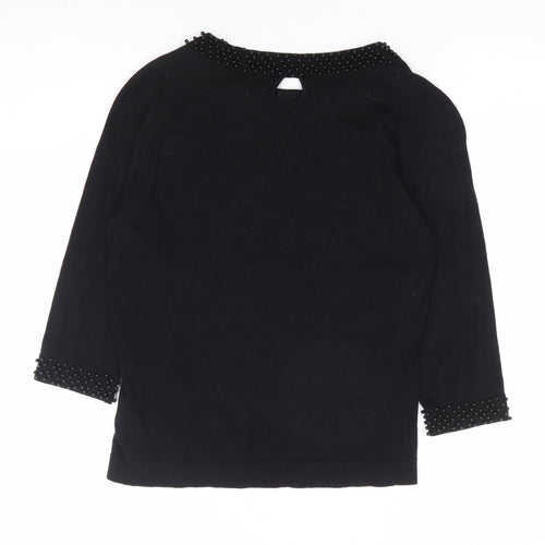 Great Plains London Womens Black Round Neck Cotton Pullover Jumper Size S