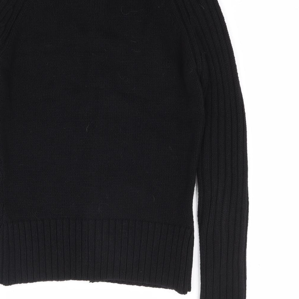 Cherokee Womens Black V-Neck Cotton Full Zip Jumper Size 10