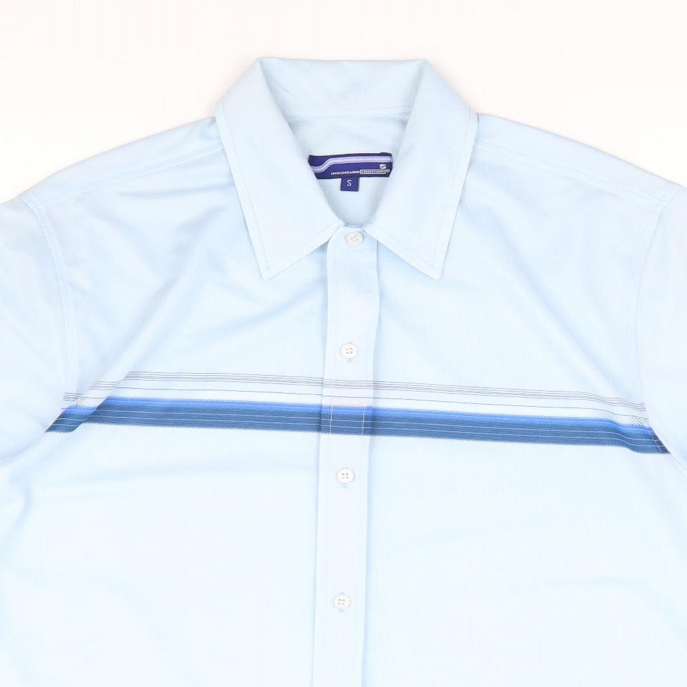 Innocentimens Collentions Mens Blue Striped Polyester Button-Up Size S Collared Button
