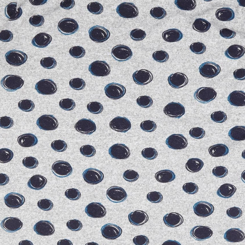 Ellie B Womens Grey Polka Dot Polyester Jersey Blouse Size L Round Neck