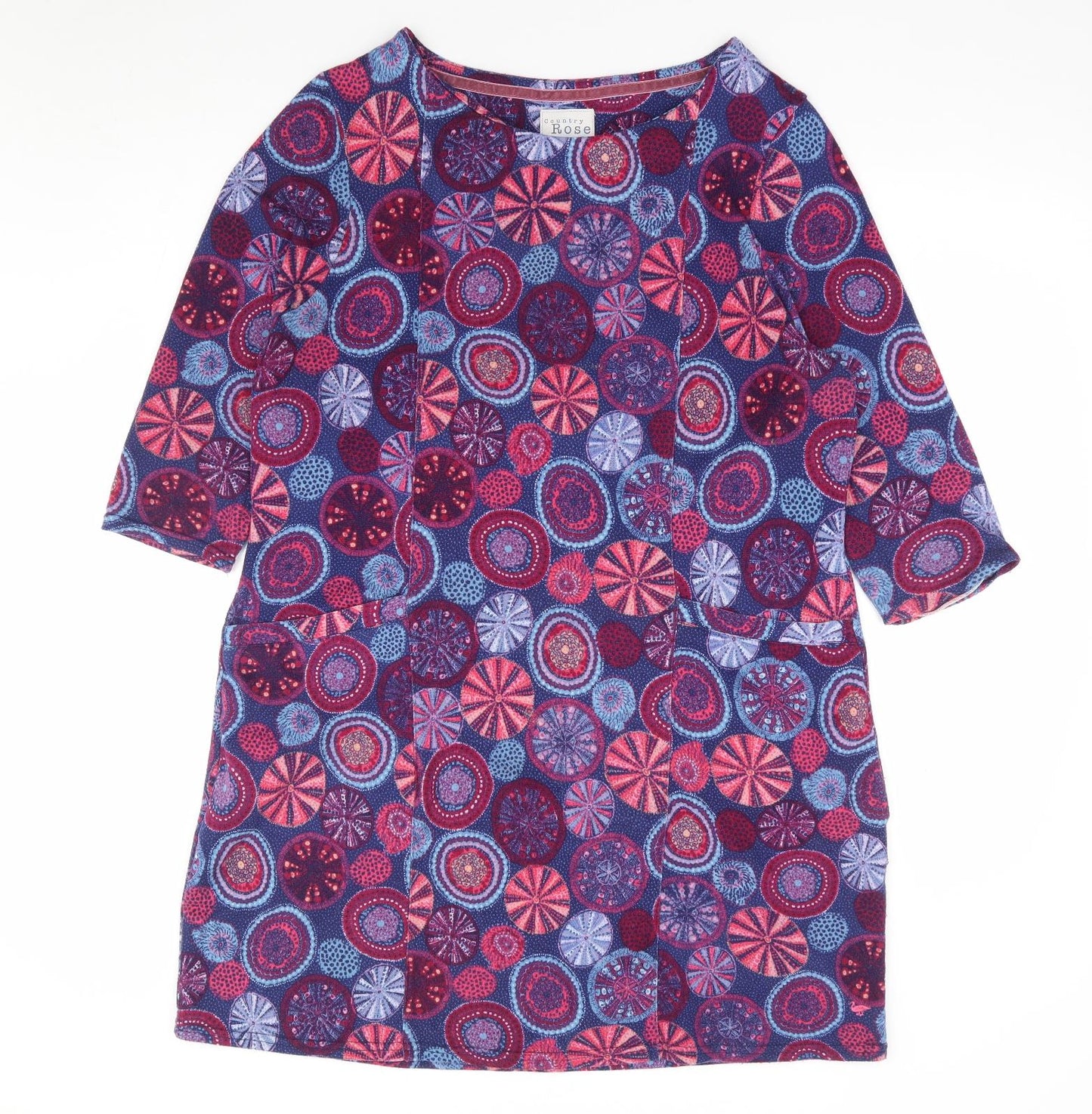 Country Rose Womens Multicoloured Geometric Polyester A-Line Size M Round Neck Pullover