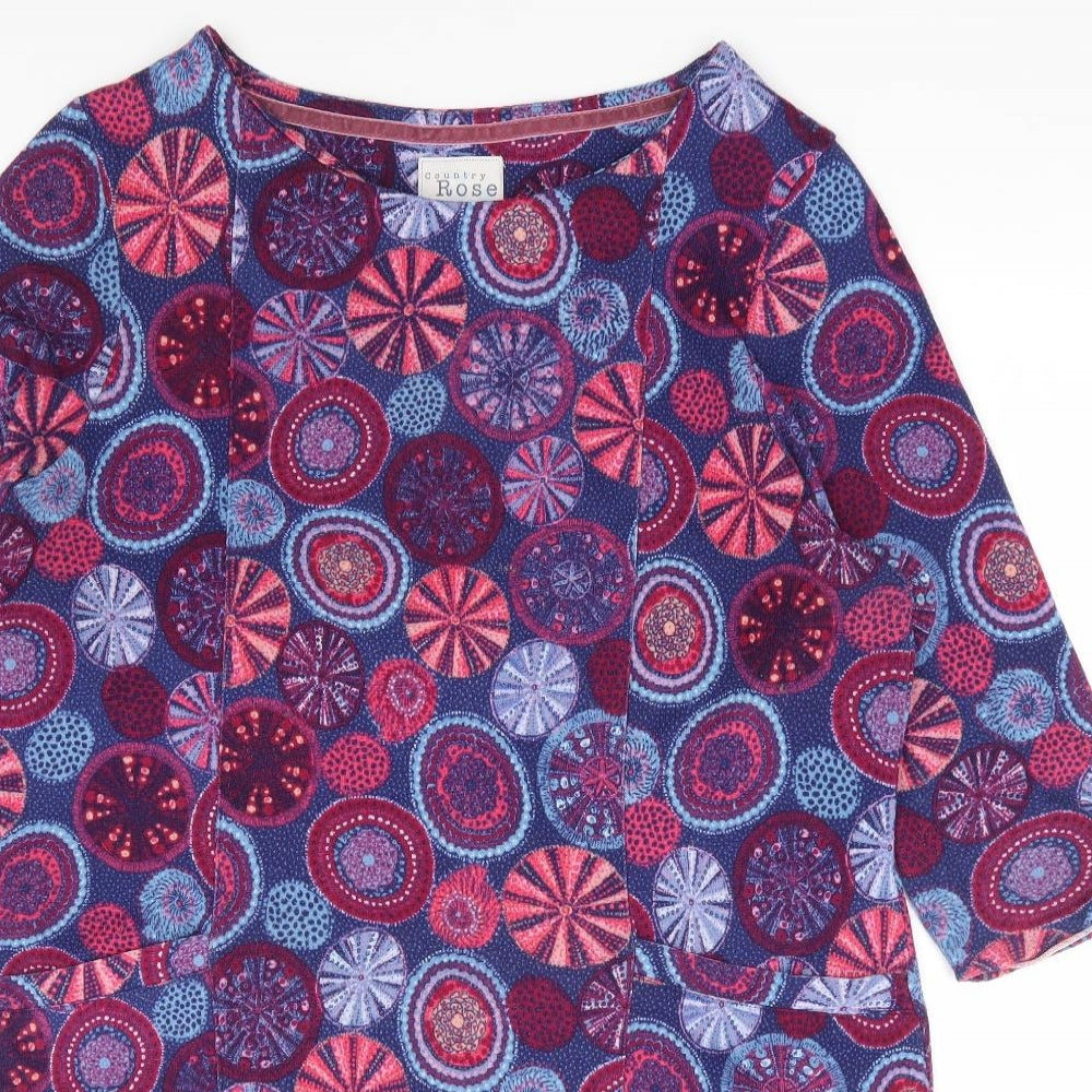 Country Rose Womens Multicoloured Geometric Polyester A-Line Size M Round Neck Pullover