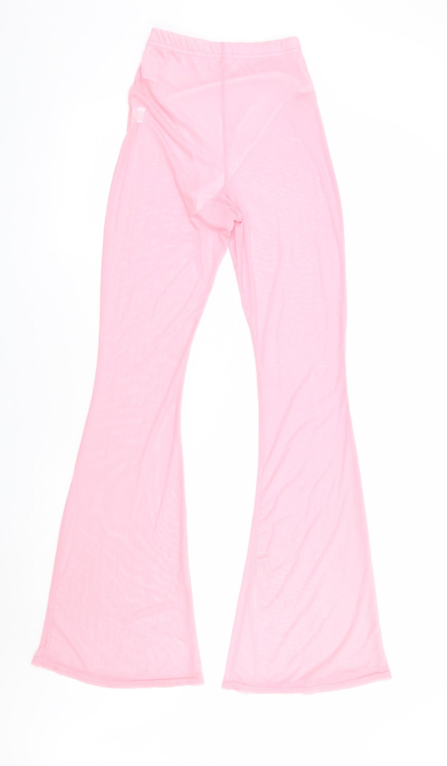 Pretty Little Thing Womens Pink Polyester Trousers Size 4 L34 in Regular