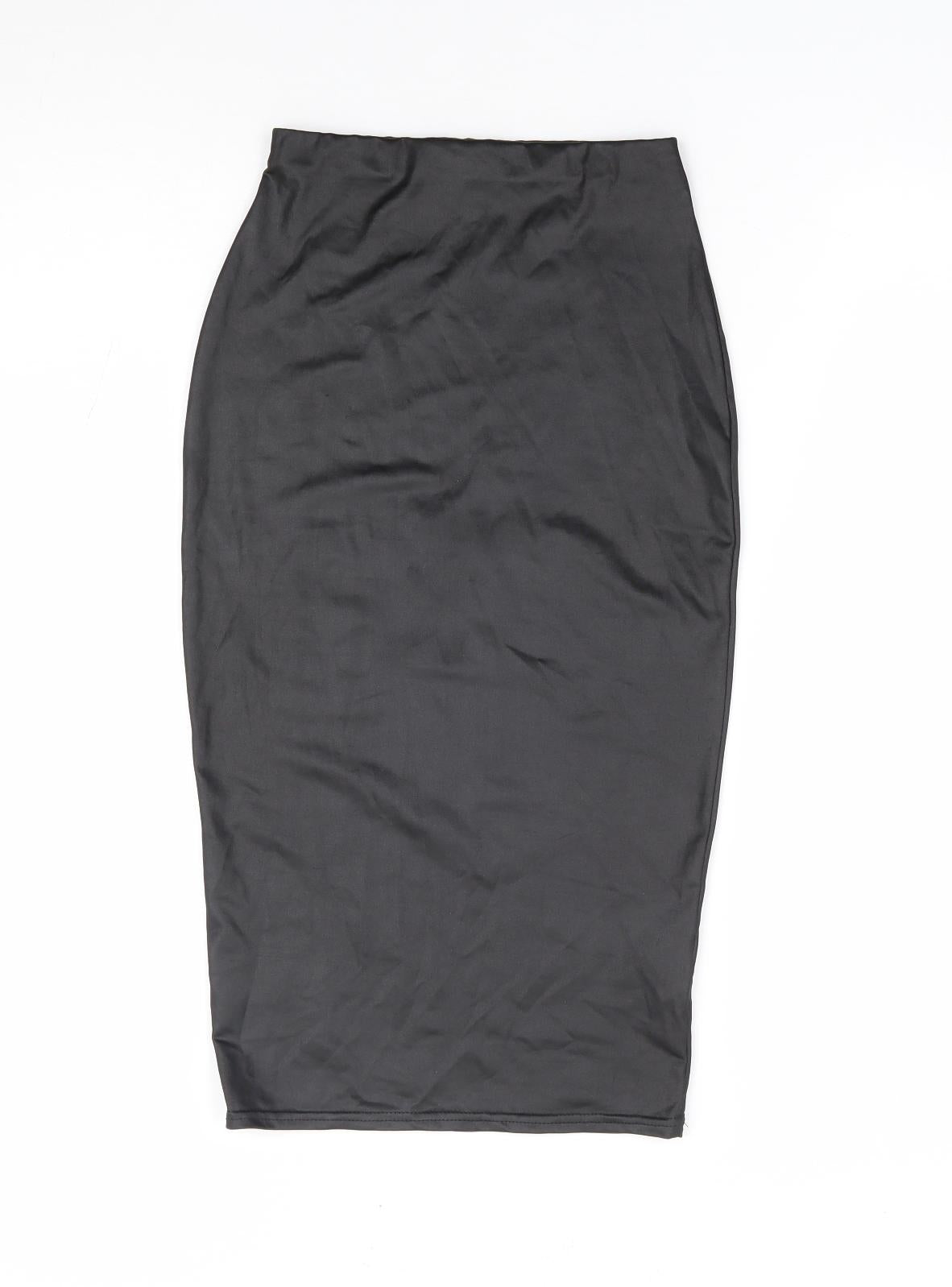 PRETTYLITTLETHING Womens Black Polyester Straight & Pencil Skirt Size 4