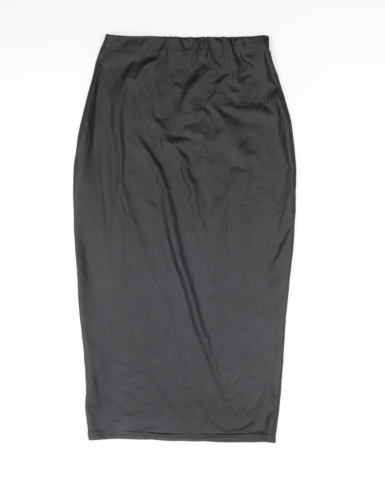 PRETTYLITTLETHING Womens Black Polyester Straight & Pencil Skirt Size 4