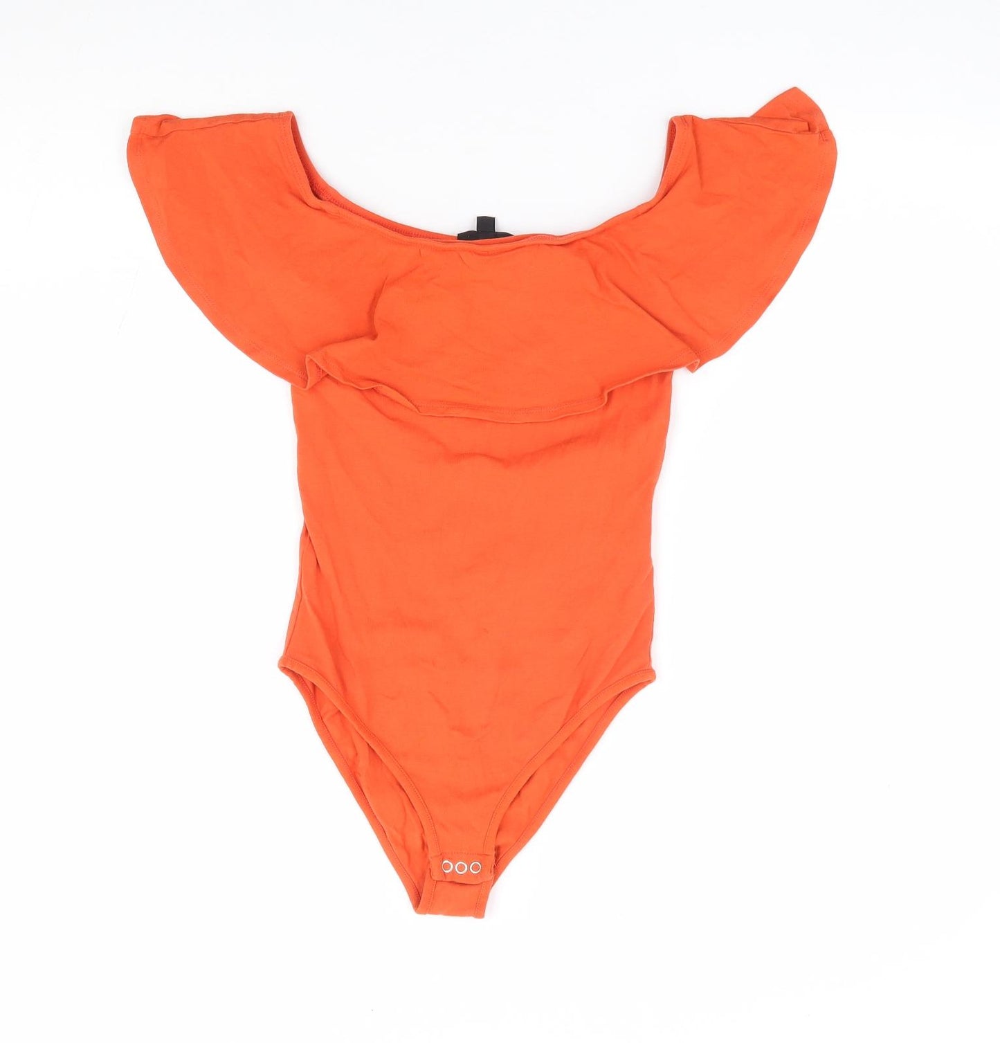 Topshop Womens Orange Cotton Leotard One-Piece Size 6 Snap