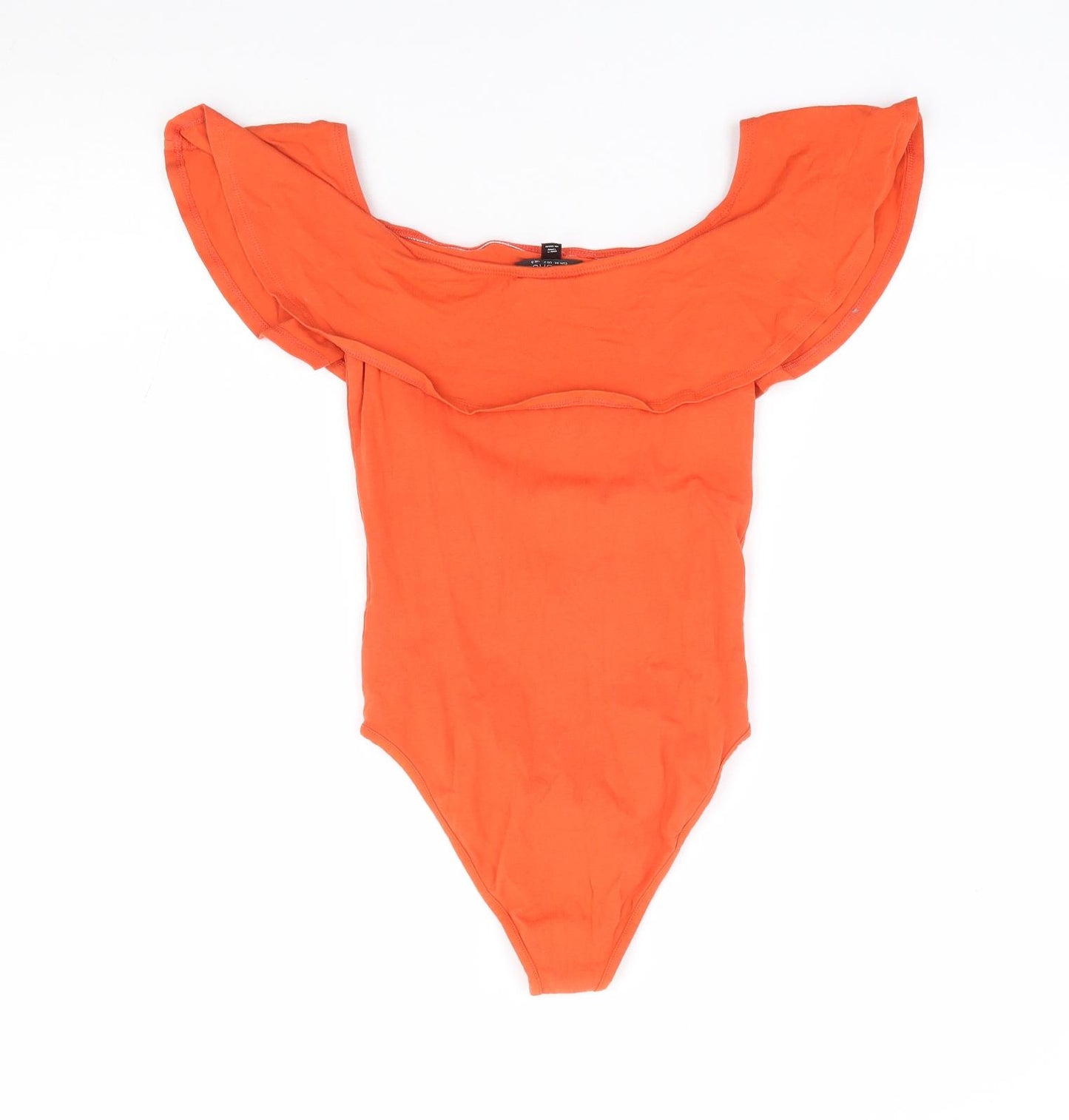 Topshop Womens Orange Cotton Leotard One-Piece Size 6 Snap
