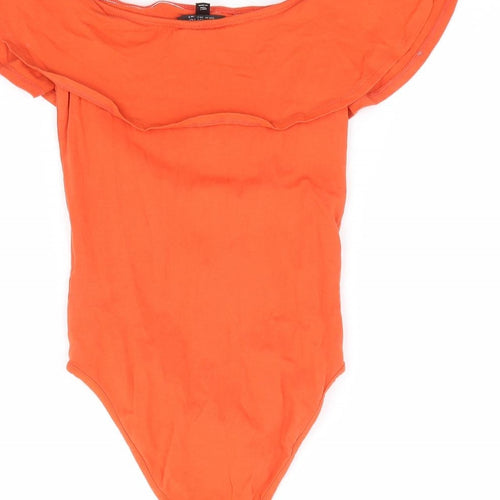 Topshop Womens Orange Cotton Leotard One-Piece Size 6 Snap