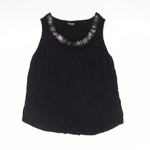 Marina Kaneva Womens Black Viscose Jersey Tank Size 12 Round Neck