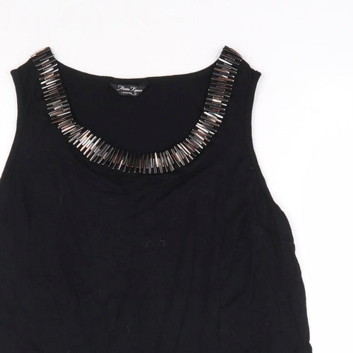 Marina Kaneva Womens Black Viscose Jersey Tank Size 12 Round Neck