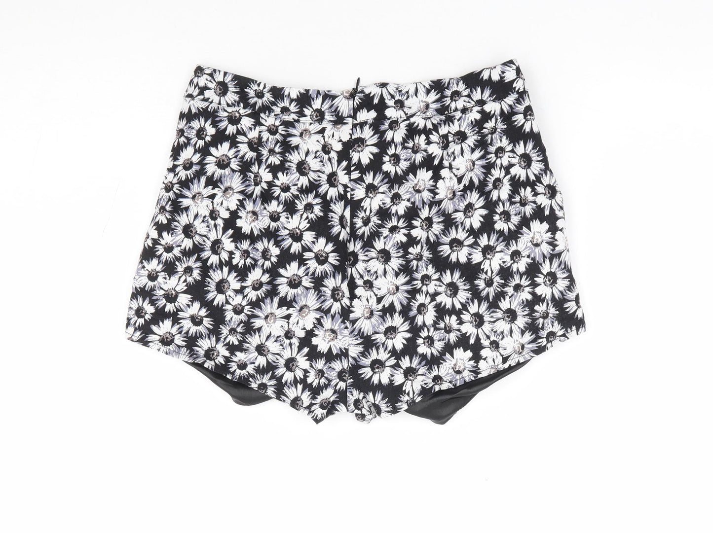 Brave Soul Womens Black Floral Cotton Mini Skort Size S Zip