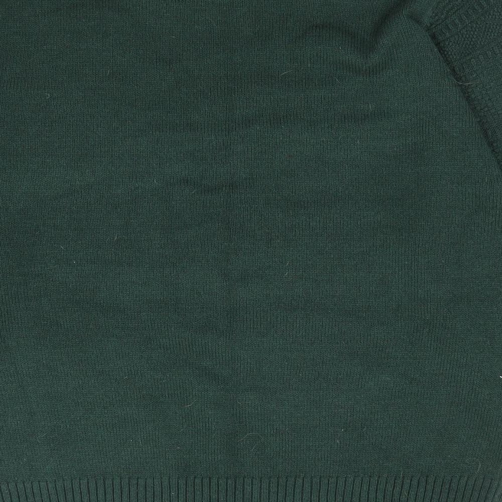 George Mens Green Crew Neck Acrylic Pullover Jumper Size L
