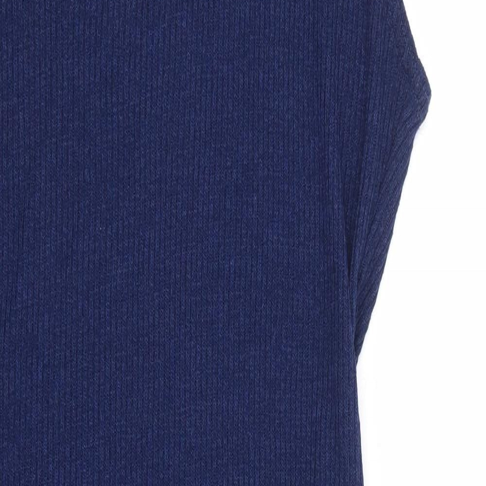 Lipsy London Womens Blue Polyester Jumper Dress Size 12 Roll Neck Pullover