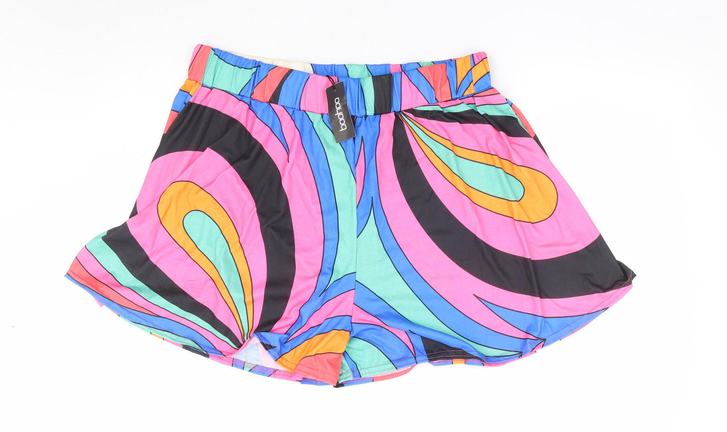 Boohoo Womens Multicoloured Geometric Polyester Mom Shorts Size 20 L4 in Regular