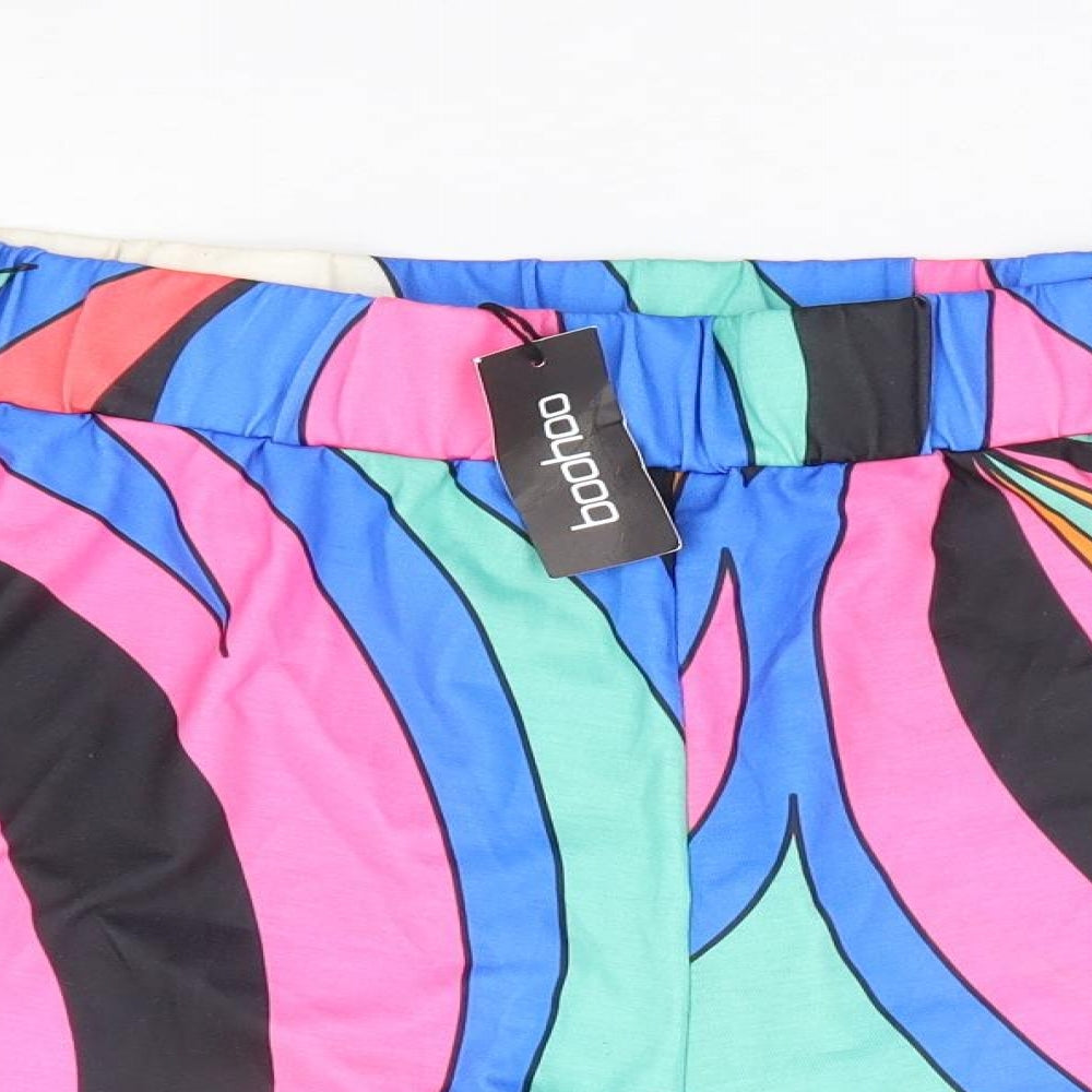 Boohoo Womens Multicoloured Geometric Polyester Mom Shorts Size 20 L4 in Regular