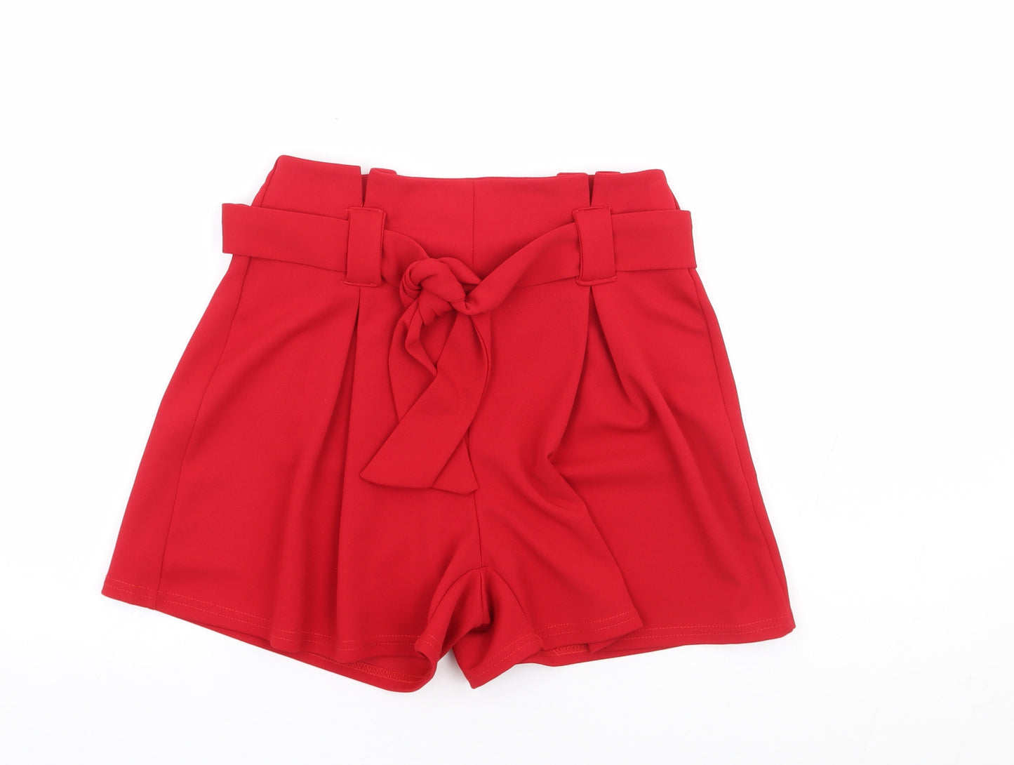 New Look Womens Red Polyester Hot Pants Shorts Size 8 L4 in Regular Tie