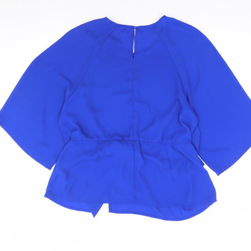 Avon Womens Blue Polyester Kimono Blouse Size 14 Round Neck