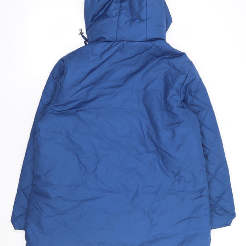 Anne De Lancay Womens Blue Quilted Coat Size M Zip