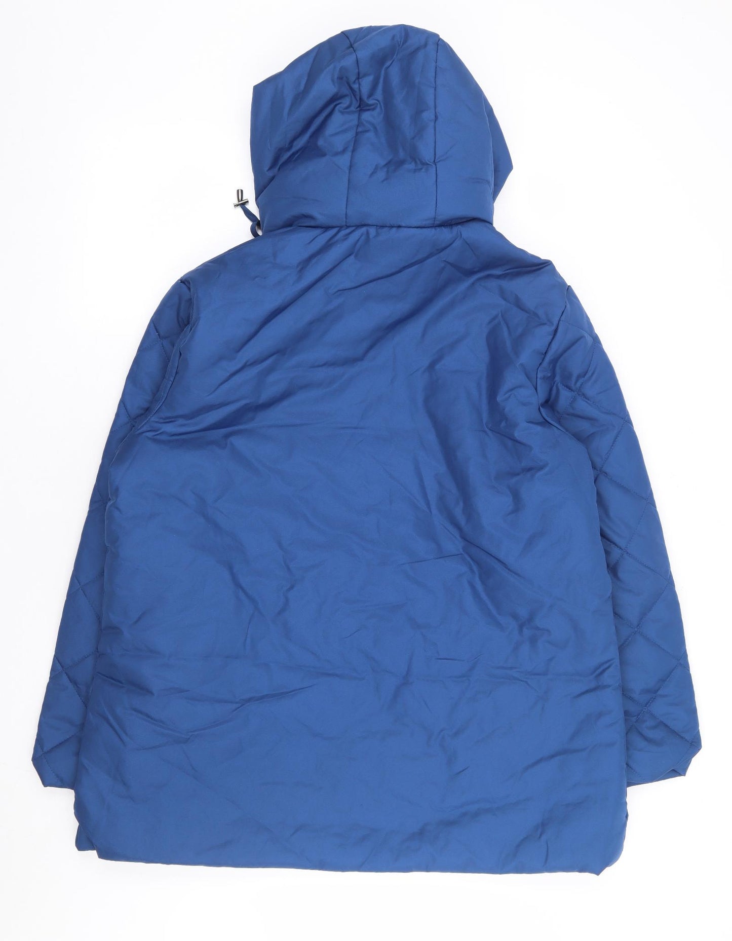 Anne De Lancay Womens Blue Quilted Coat Size M Zip