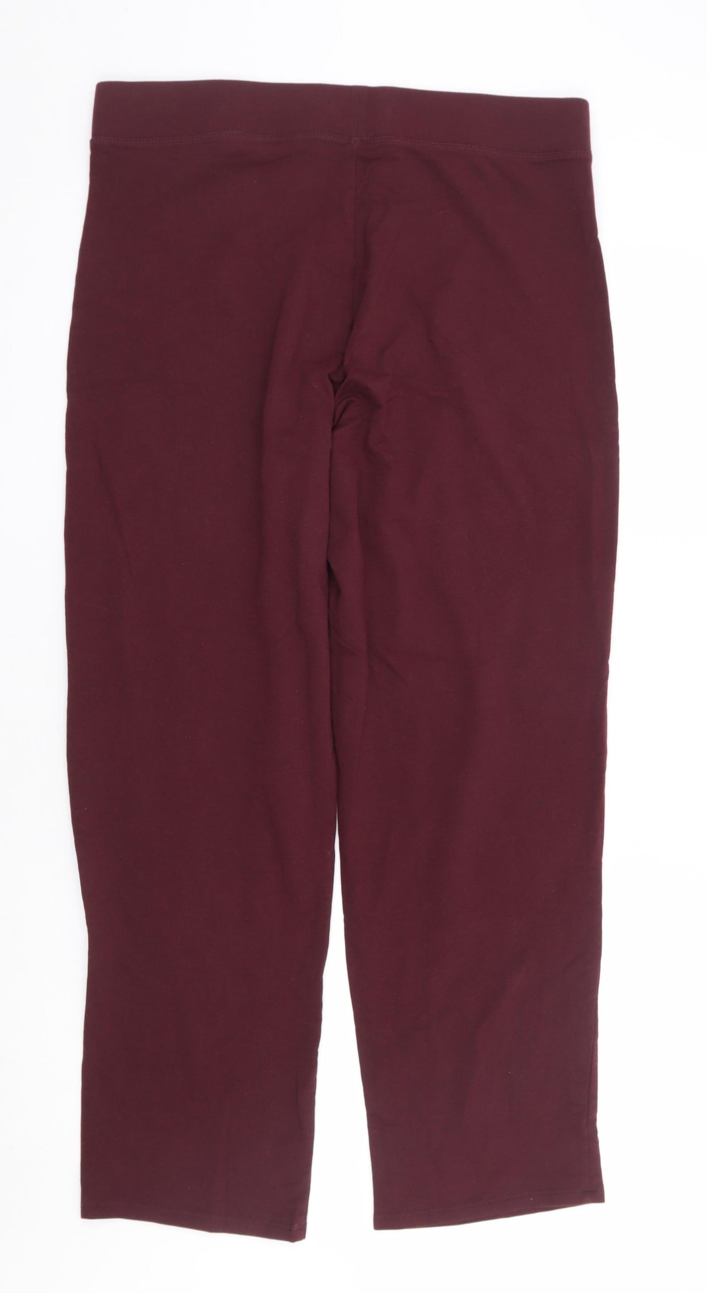 Marks and Spencer Womens Red Cotton Sweatpants Trousers Size 16 L29 in Regular