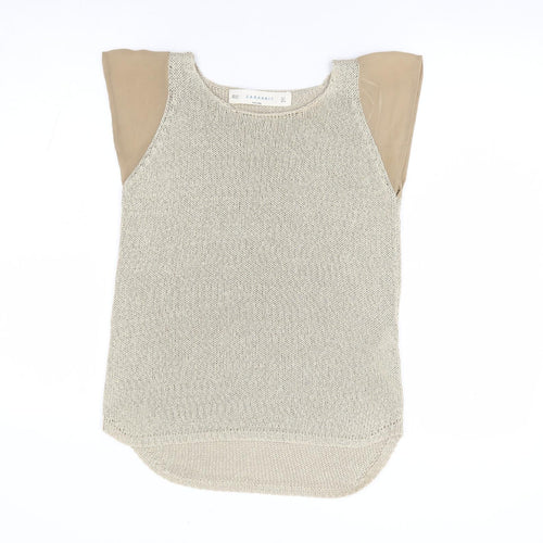 Zara Womens Gold Round Neck Acrylic Pullover Jumper Size S