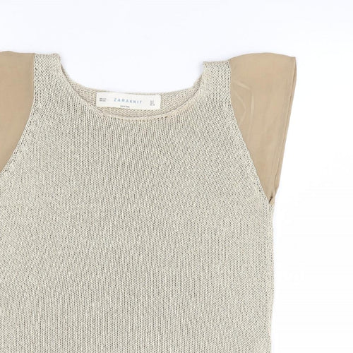 Zara Womens Gold Round Neck Acrylic Pullover Jumper Size S