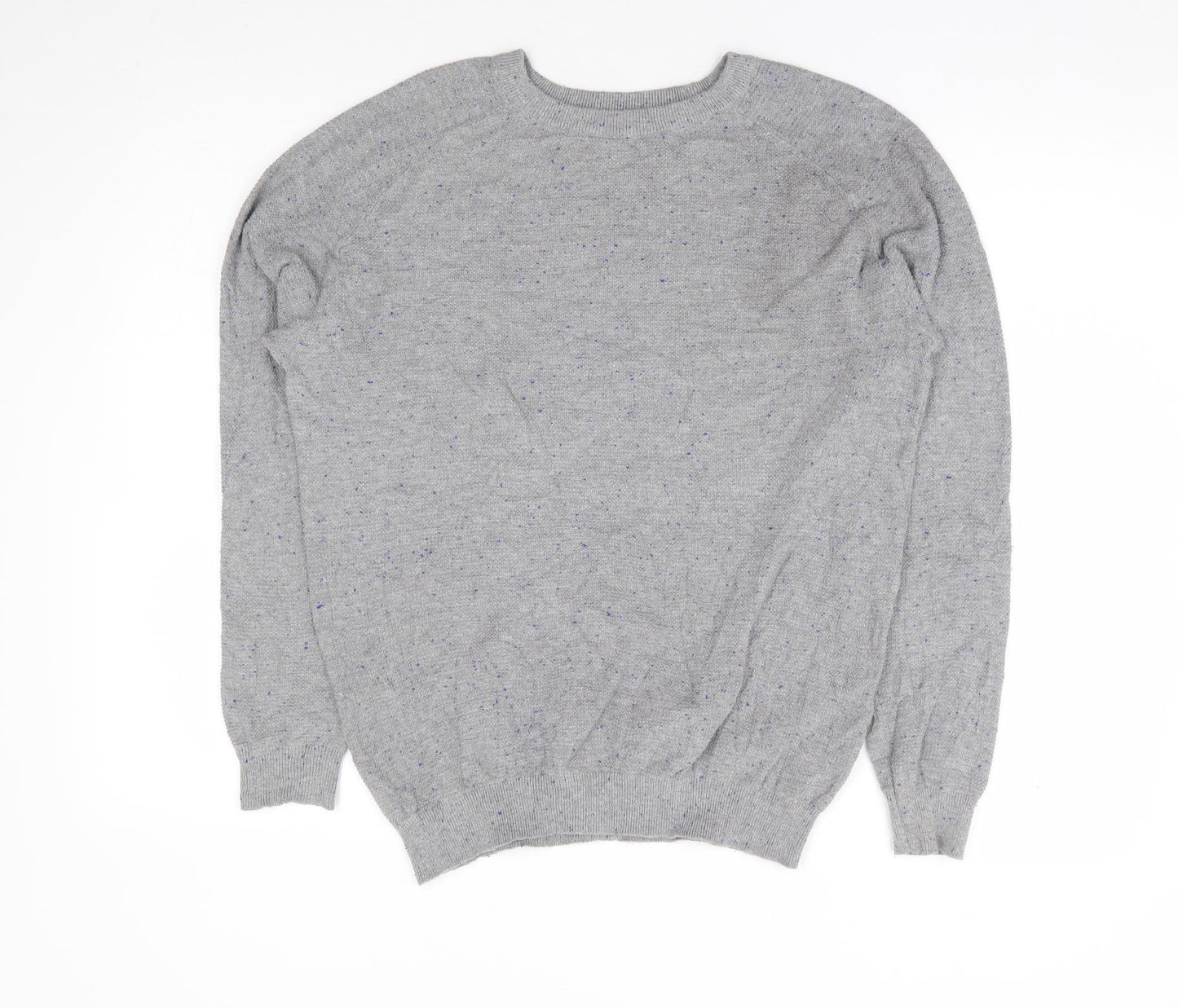 Zara Man Mens Grey Crew Neck Cotton Pullover Jumper Size M