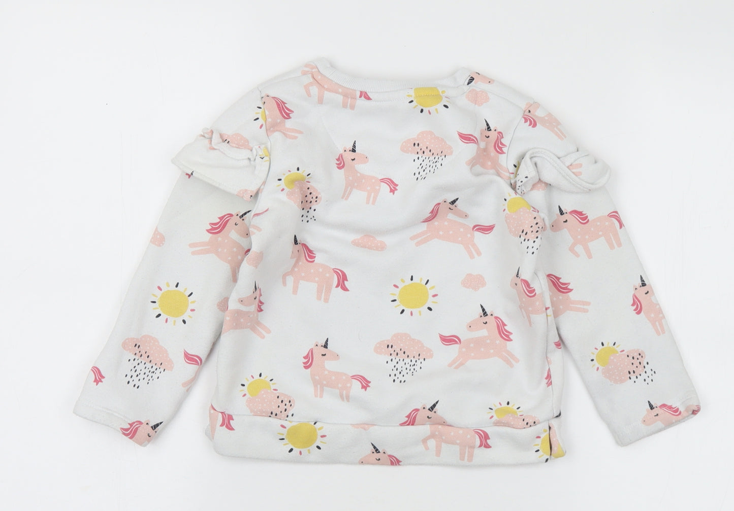 F&F Girls Multicoloured Geometric Cotton Pullover Sweatshirt Size 3-4 Years - Unicorn